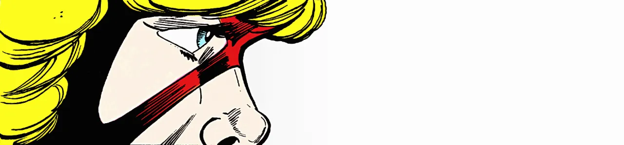 tara markov in new teen titans, her side profile is shown and she looks more confident but uneasy against a white background